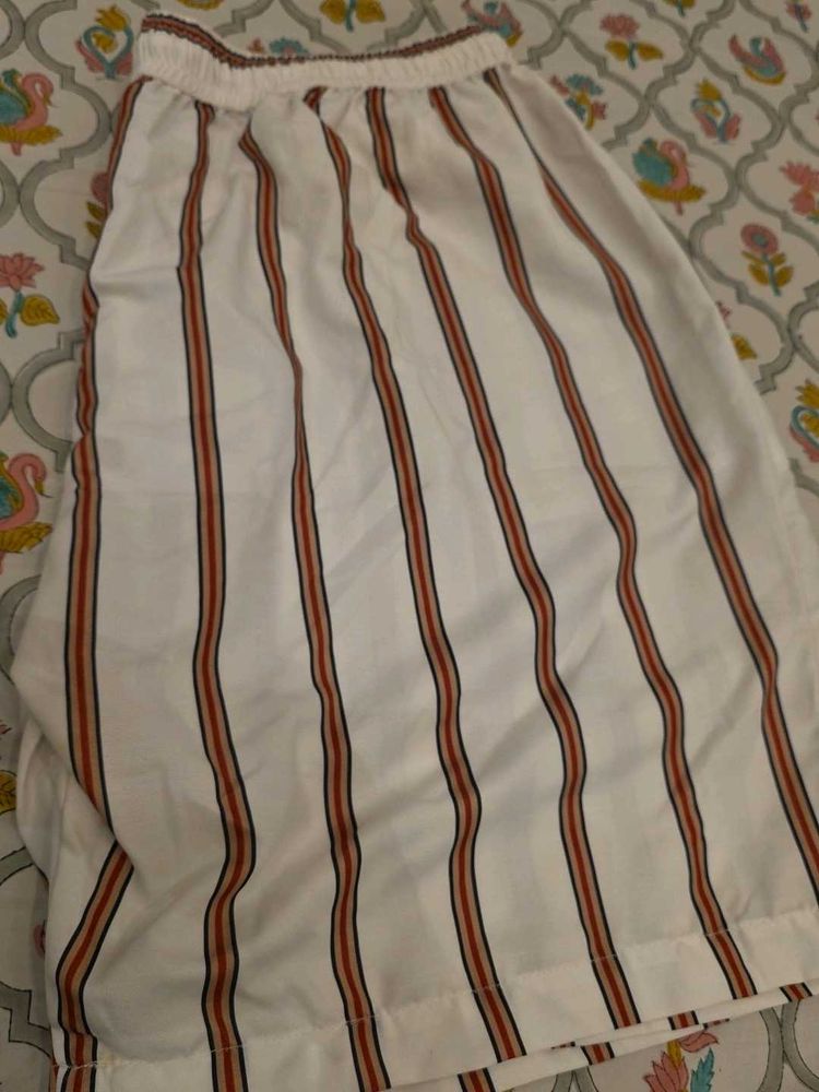 Striped White Casual Pants
