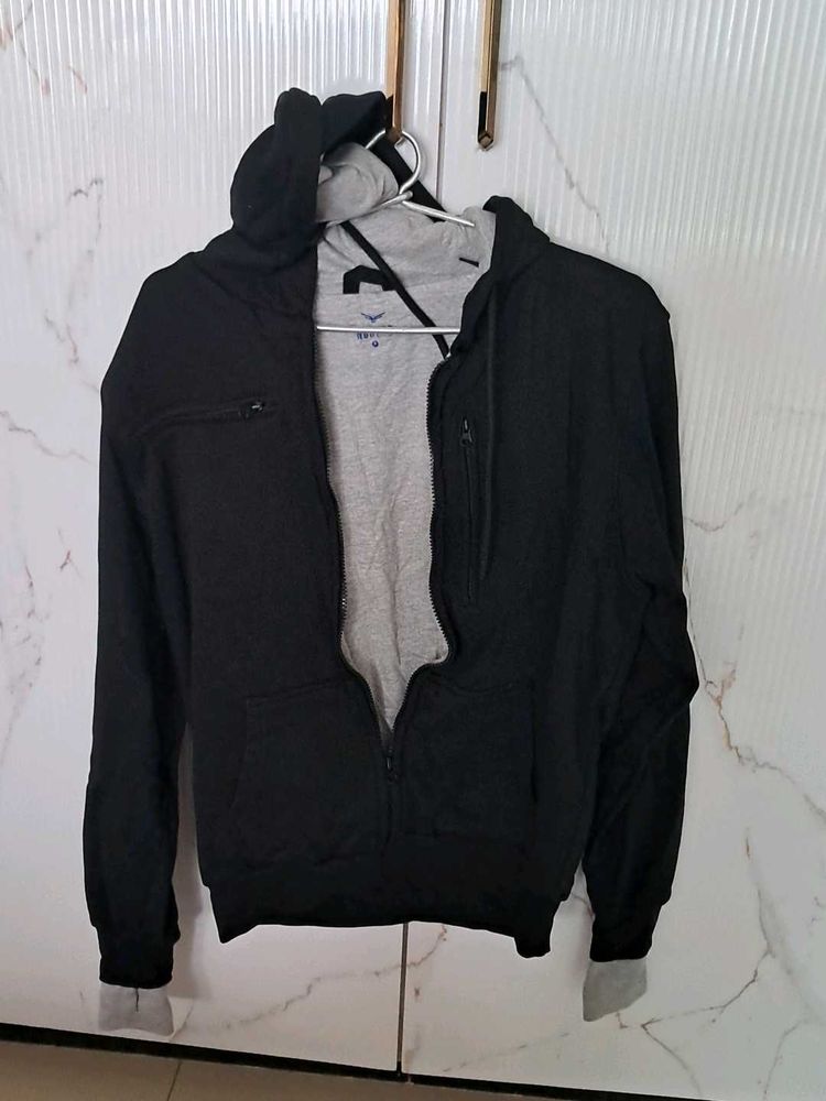 Nobero Men's Black Zip-Up Hoodie