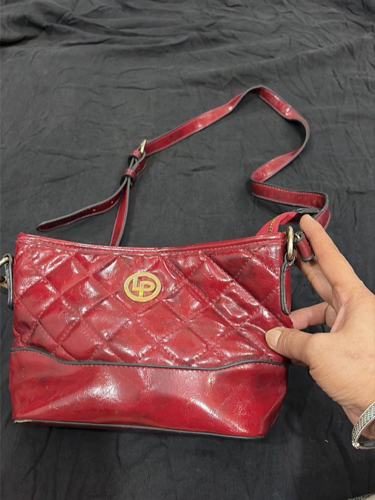 Chic Red Quilted Crossbody Bag