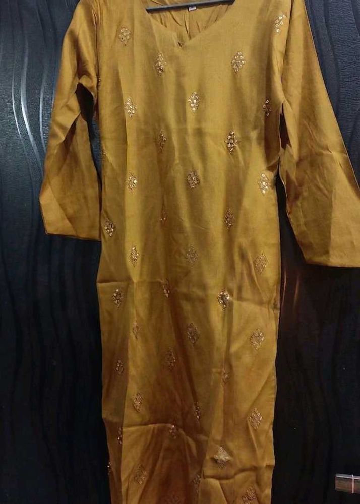 *SOLD*Elegant Mustard Kurta with Embellishments