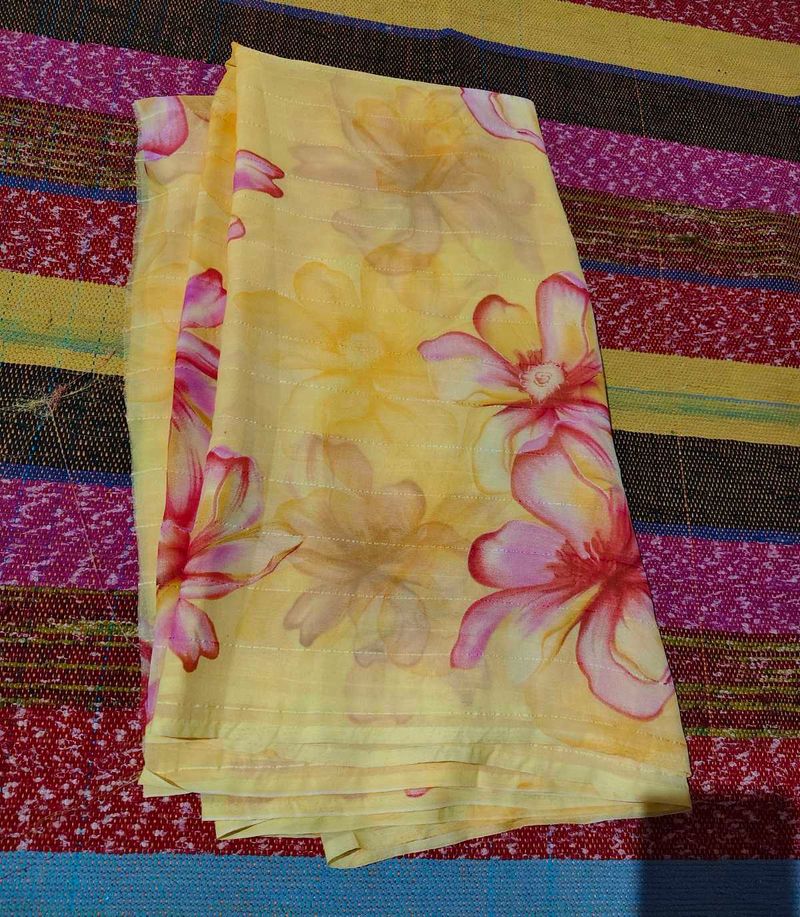 Beautiful Yellow Floral Saree