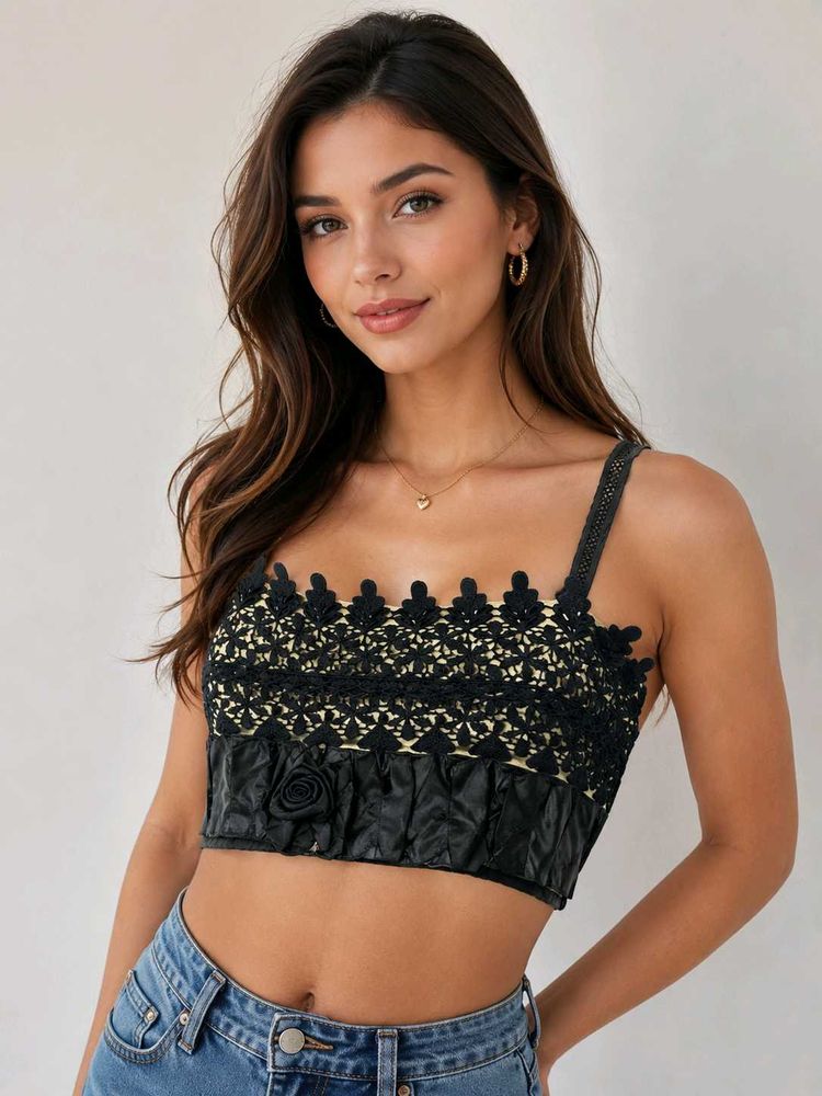 BLACK LACE BUSTIER TOP