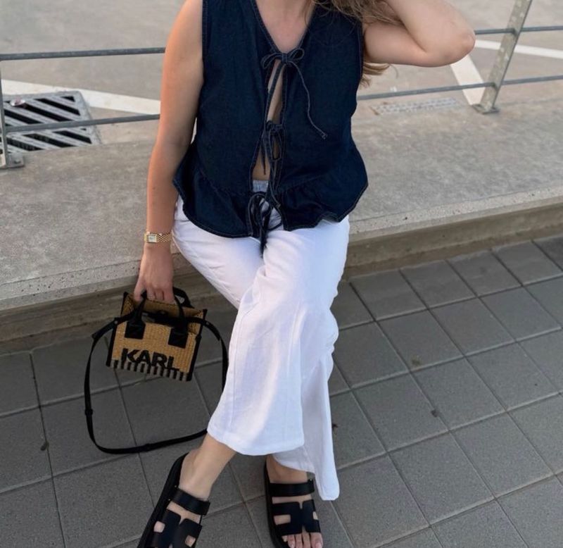 white linen pants