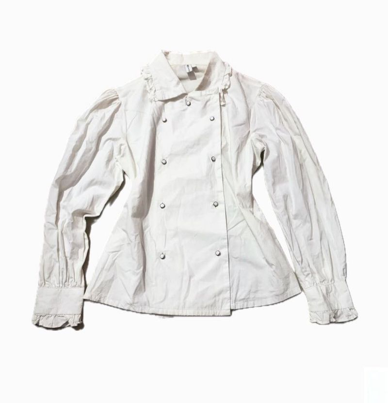 Vintage White Long Sleeve Button up Top
