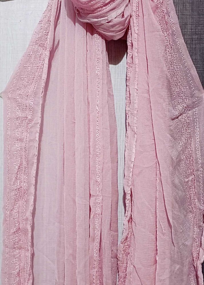 Pink Embroidered Stylish Scarf