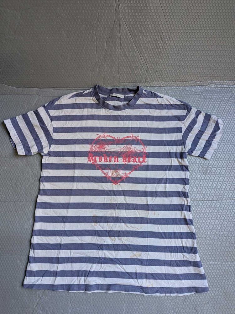 Striped Heart Graphic T-Shirt