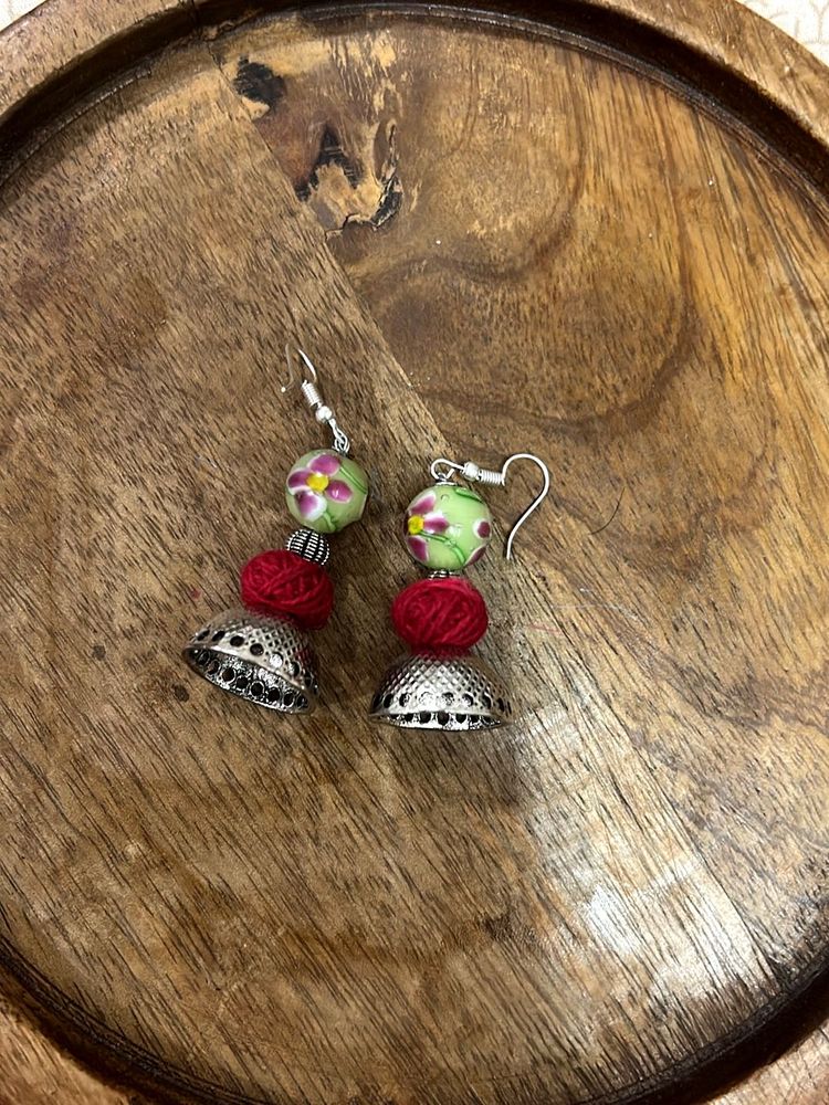 Handmade Beaded Jhumka Earrings