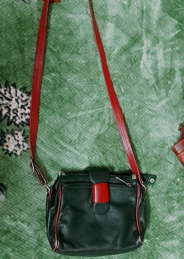 Vintage Green Leather Crossbody Bag