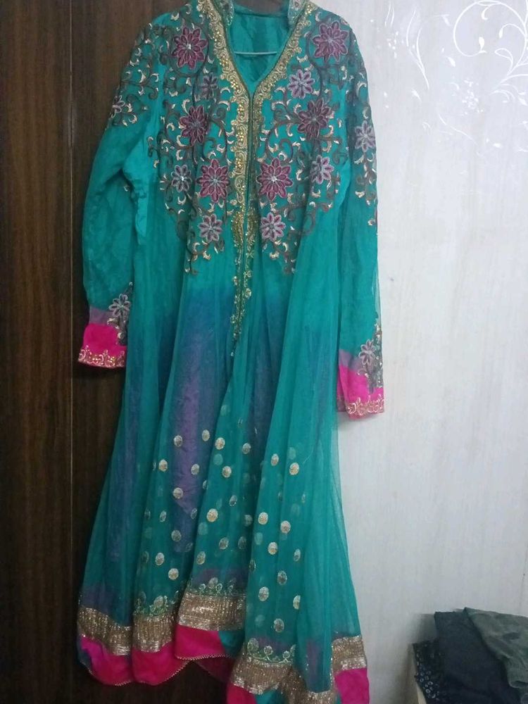 Elegant Teal Embroidered Kurta Set