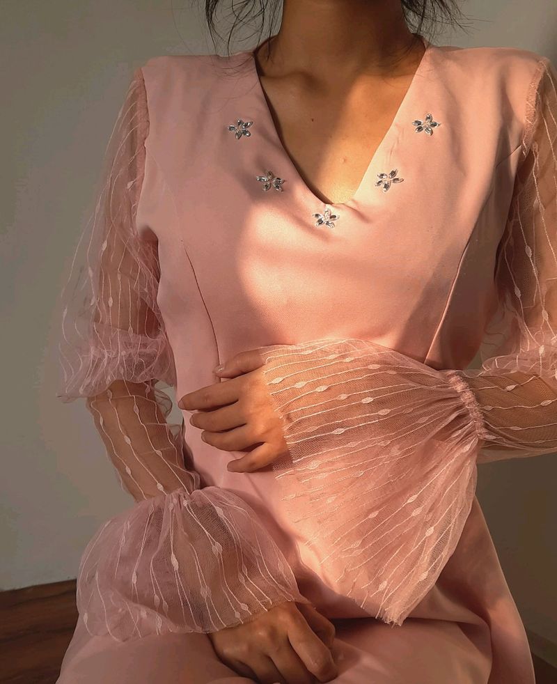 Elegant Pink Puff Sleeve Top