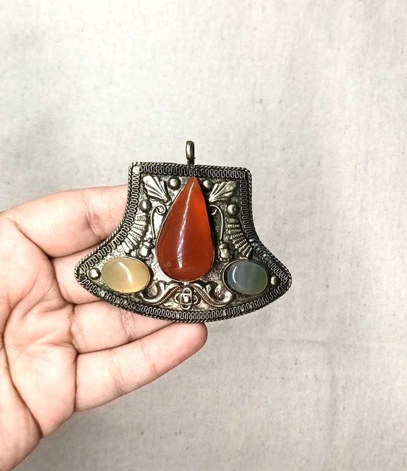 Vintage Gemstone Boho Pendant