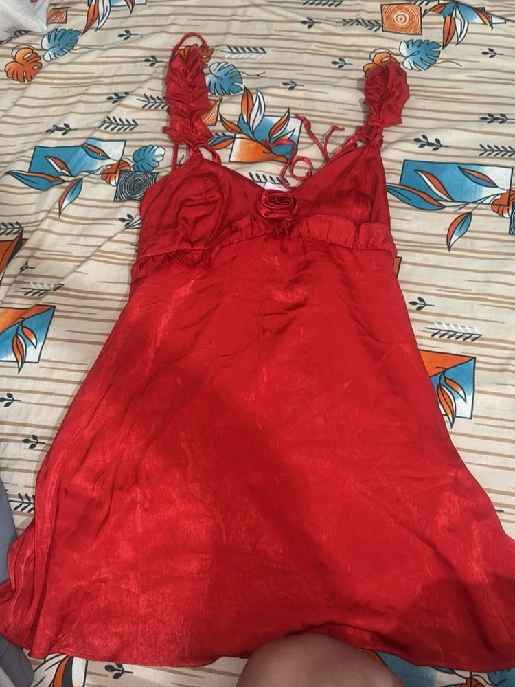 Stunning Red Blouse with Rose Detail