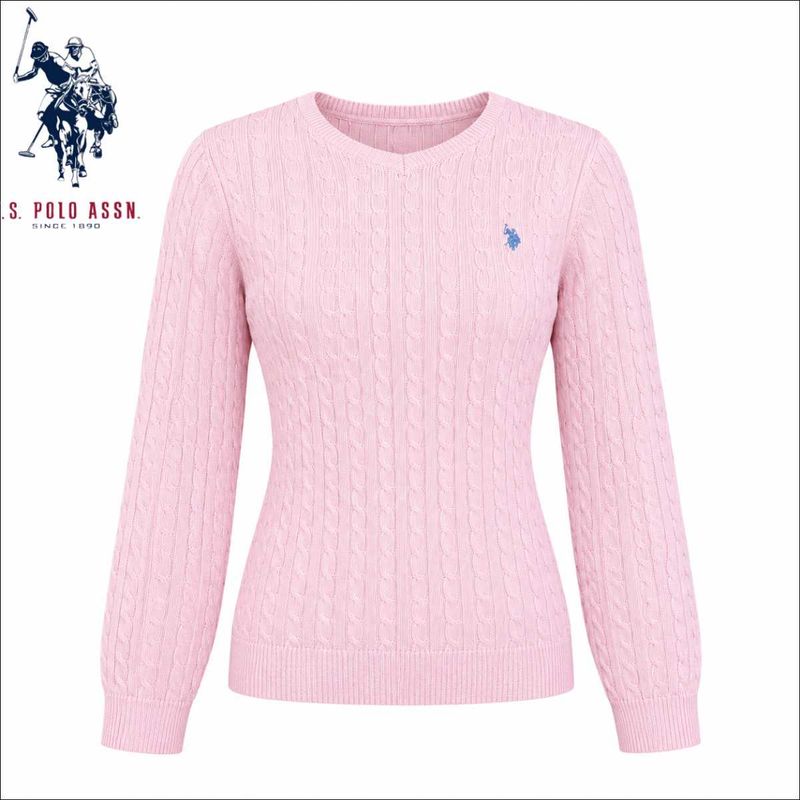 S. Polo Assn. Pink Cable Knit Sweater