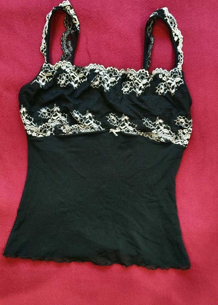 Black Lace Trim Cami Top