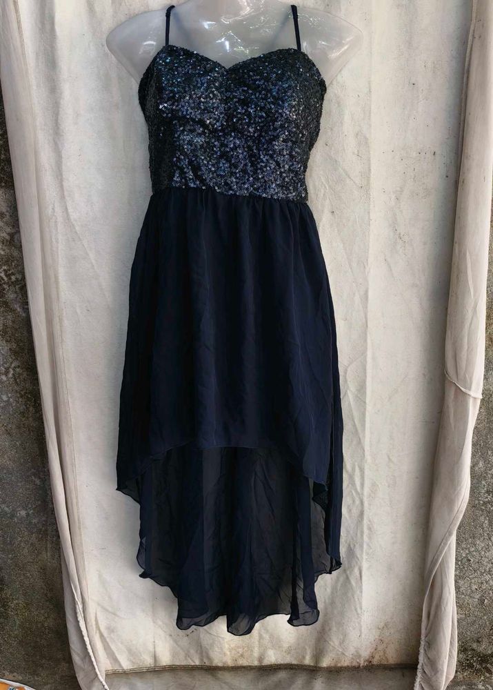 Sparkly Navy Blue High-Low Dress