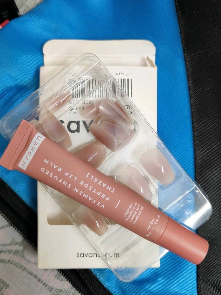 Hyphen Lip Balm + Stick On Nails Combo Offer