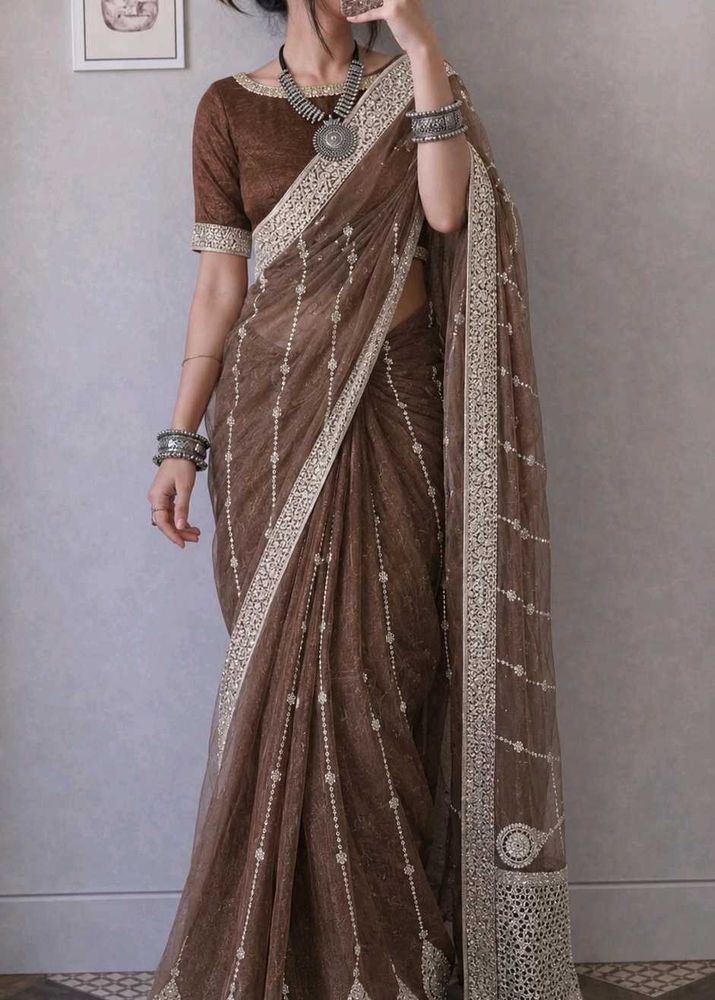 OFFER Exquisite Embellished Net Saree