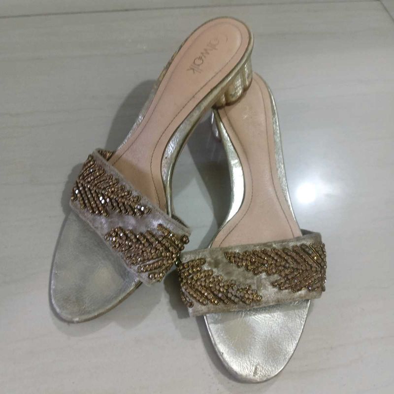 Elegant Embellished Slip-On Heels