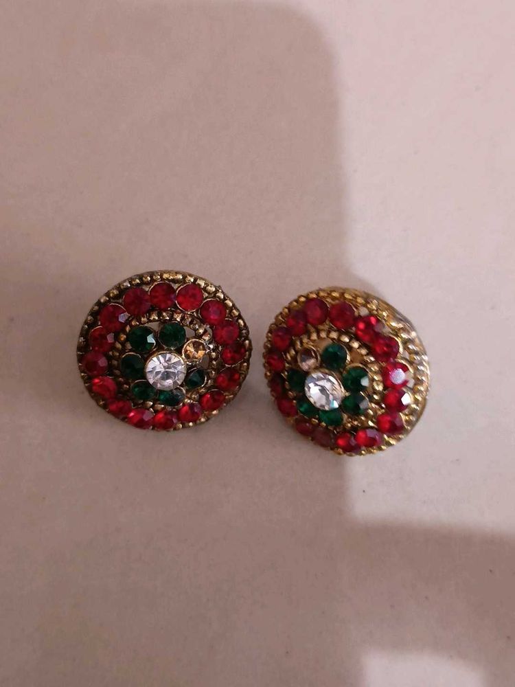 Embellished Round Earrings
