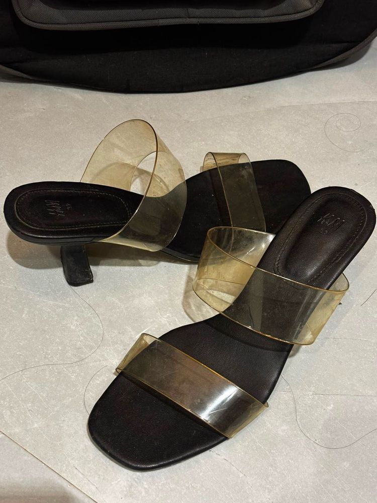 H&amp;M Clear Strap Square Toe Heels