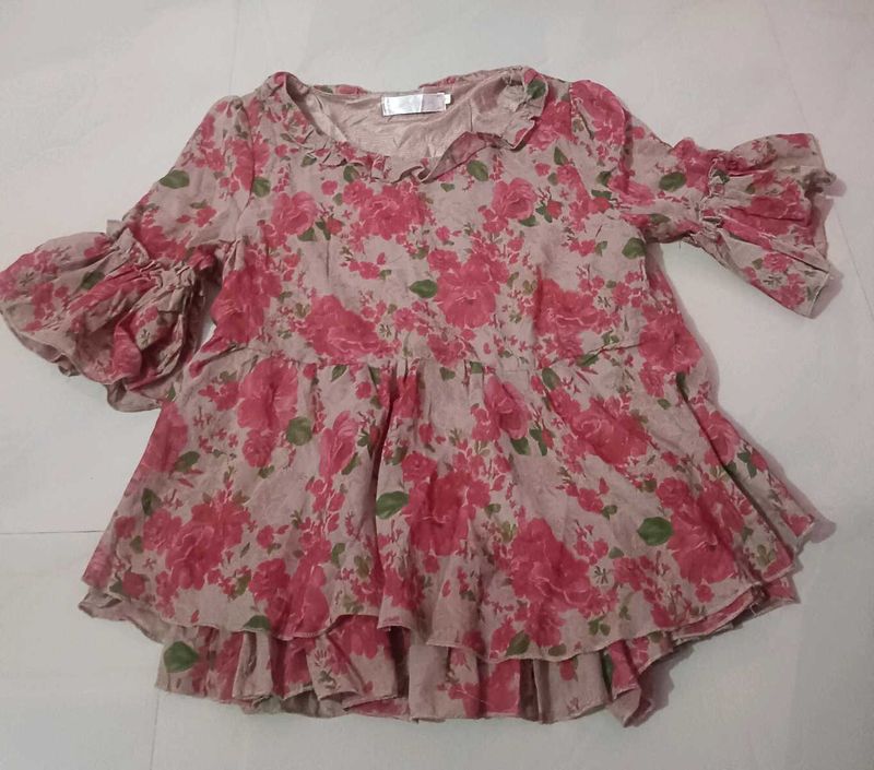 Floral Print Ruffled Top