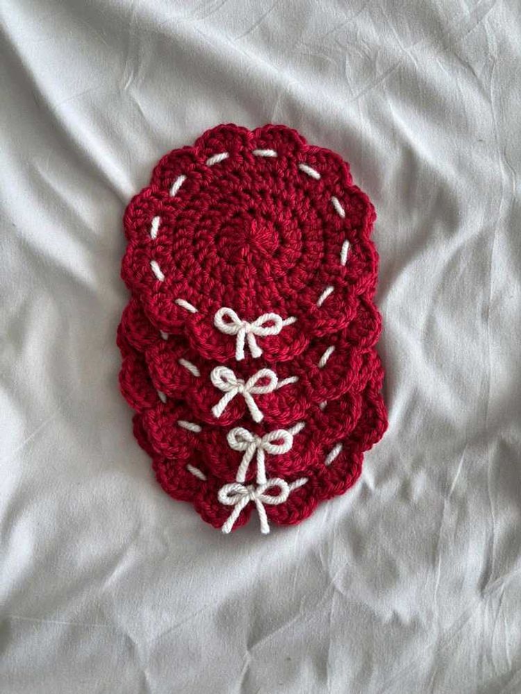 red ❤Crochet Coasters