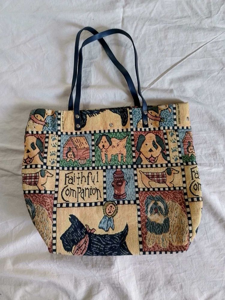 Tote Bag with Dog Print