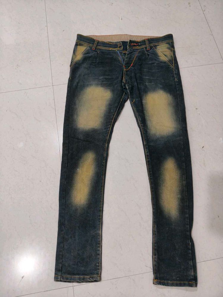 Men's Distressed Blue Jeans
