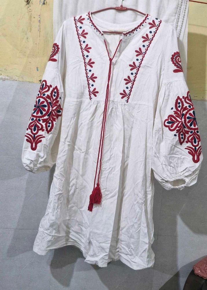 Boho Embroidered Tunic Dress