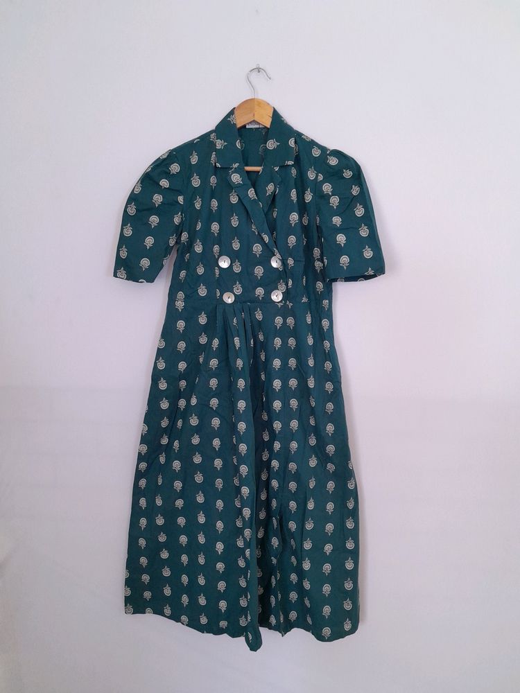 Sea Green Printed Dress (Women's)