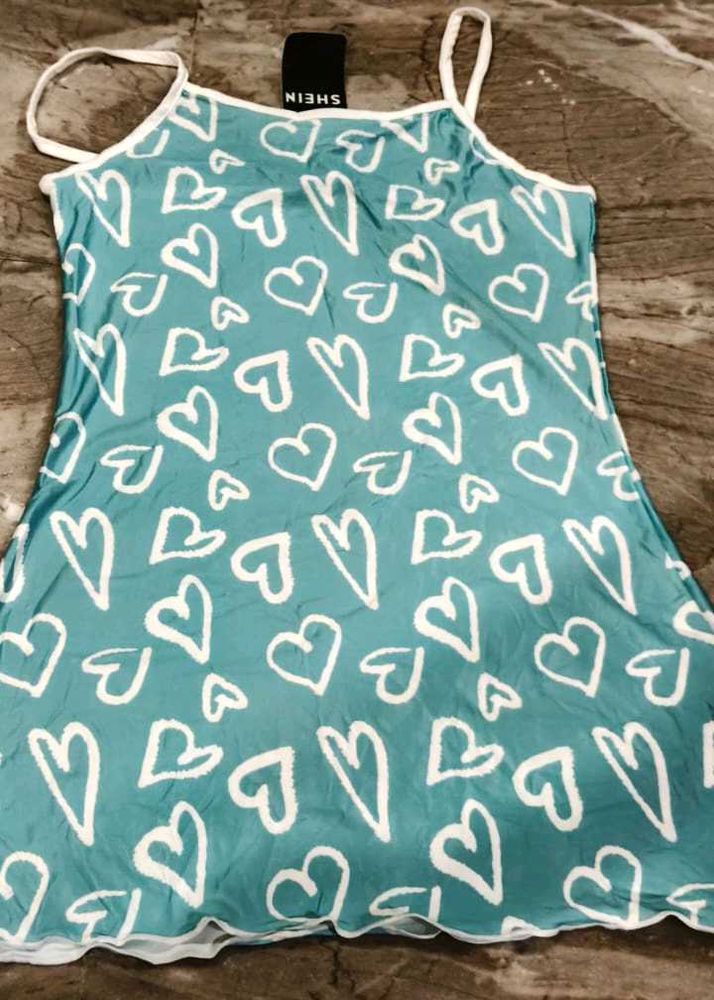 Shein Blue Heart Print Mini Dress