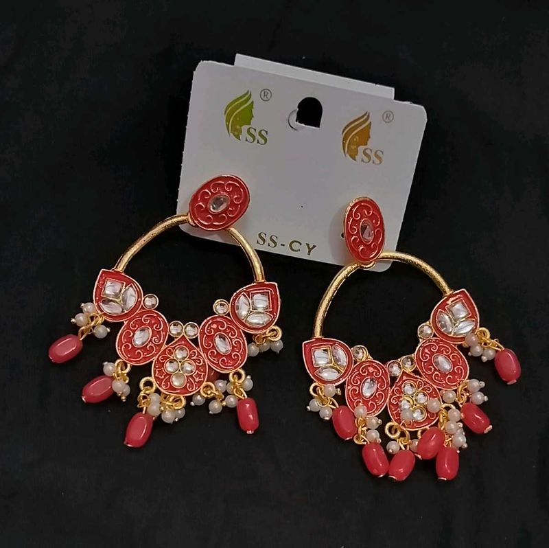 Red Kundan Earrings