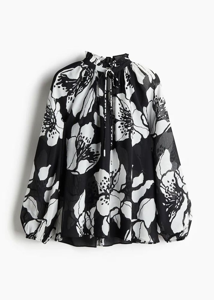 H&amp;M Black &amp; White Floral Blouse