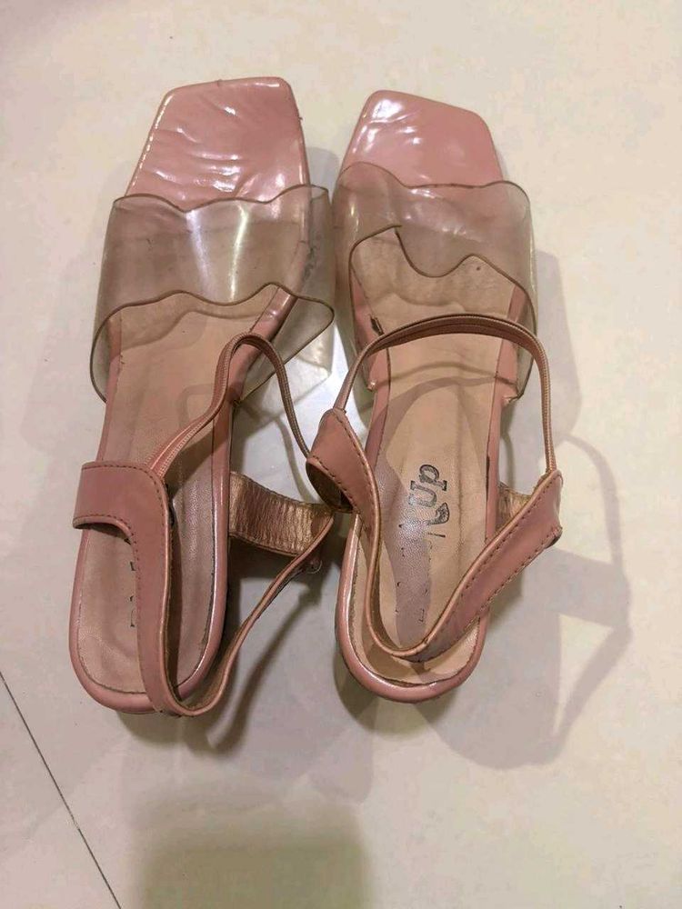 Stylish Pink Transparent Strap Sandals