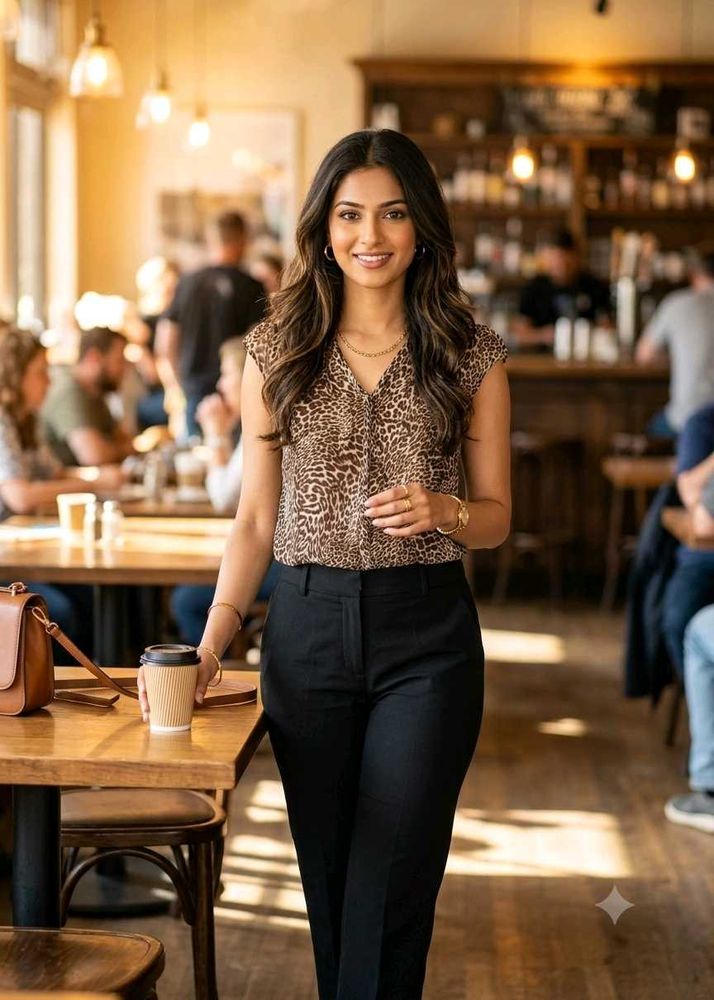 Stylish Leopard Print V-Neck Top