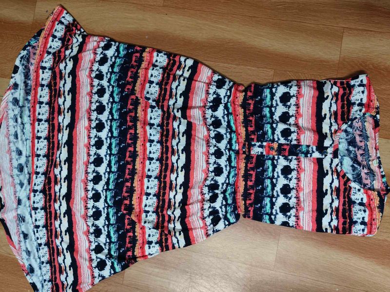 Boho Striped Strapless Summer Dress