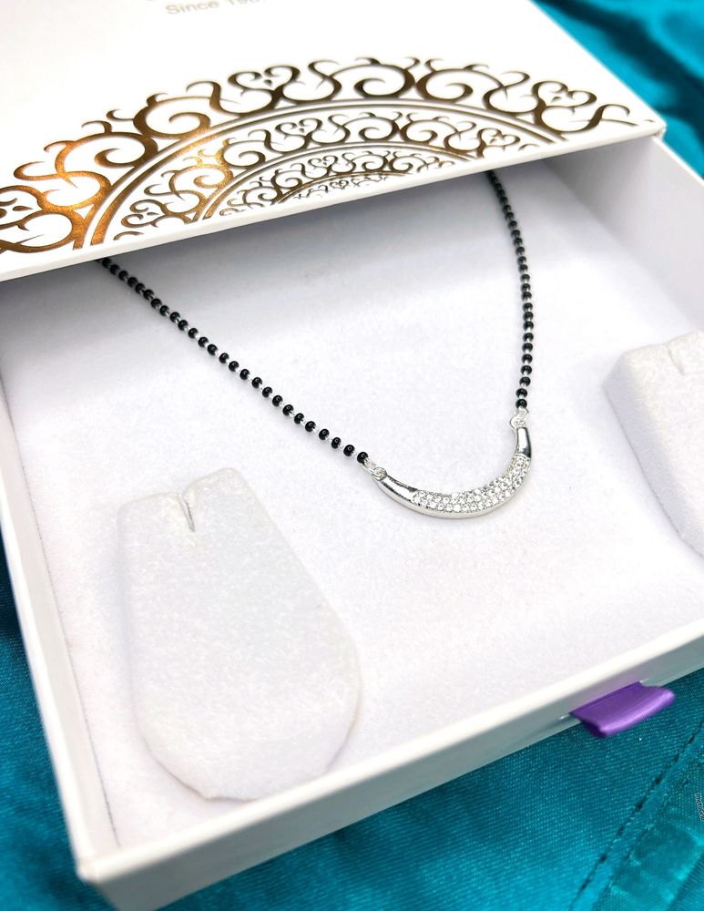 Zirconia Stone Studded Mangalsutra Pure Silver 925