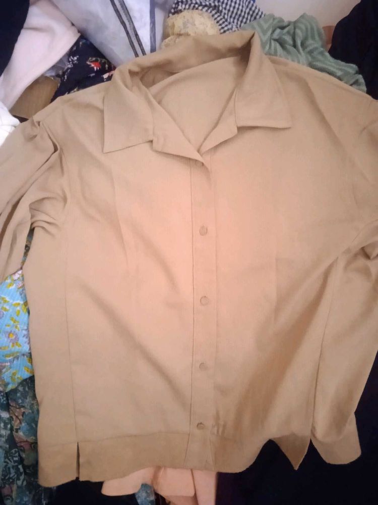 Classic Beige Button-Up Shirt