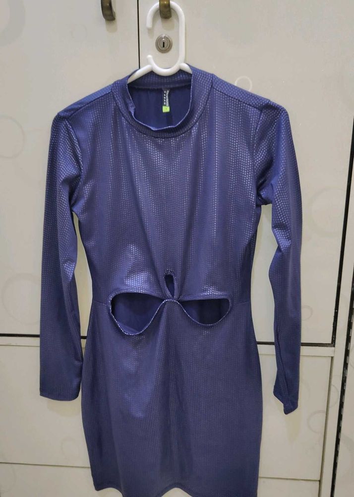 Blue Long Sleeve Mini Dress