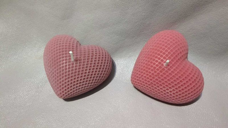 Pink Heart Shaped Candles (Set of 2)