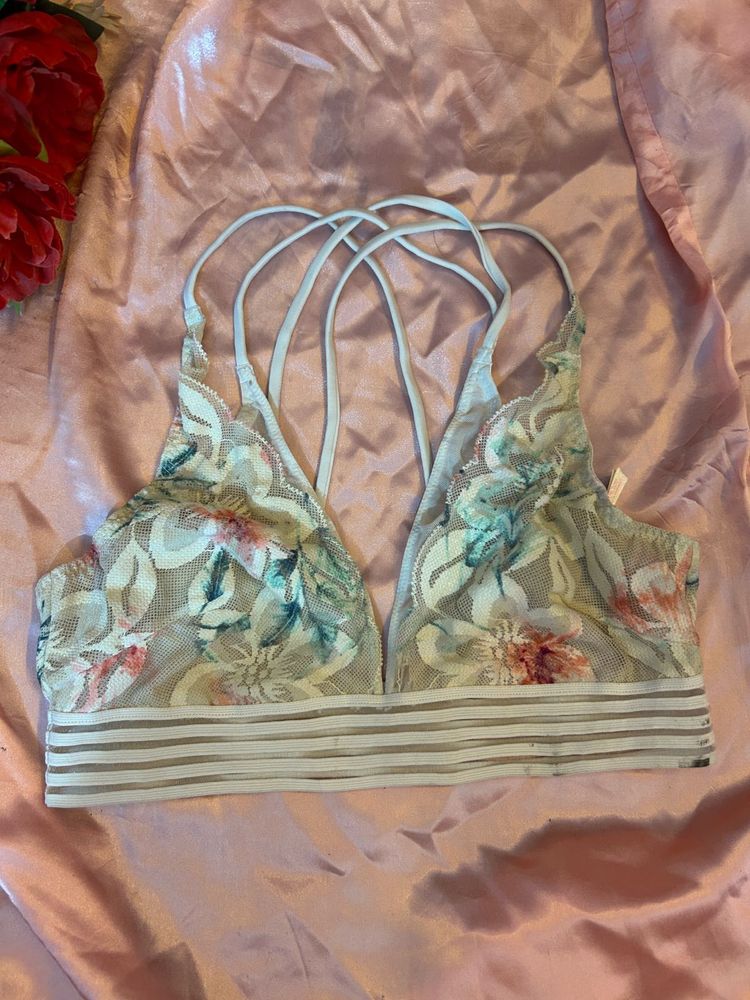 Floral Lace Bralette with Strappy Back