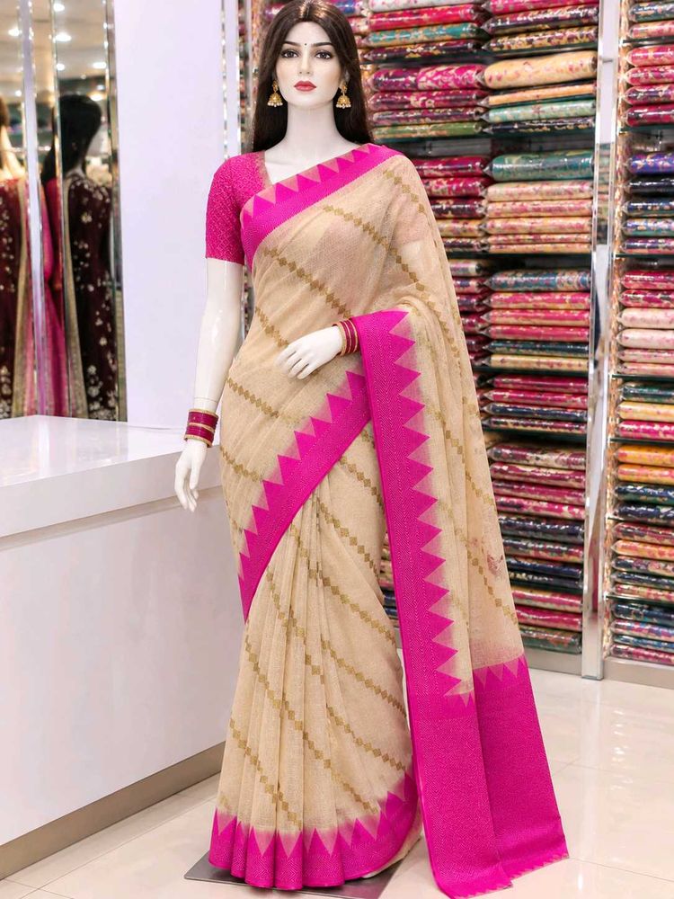 Elegant Beige Saree new fresh