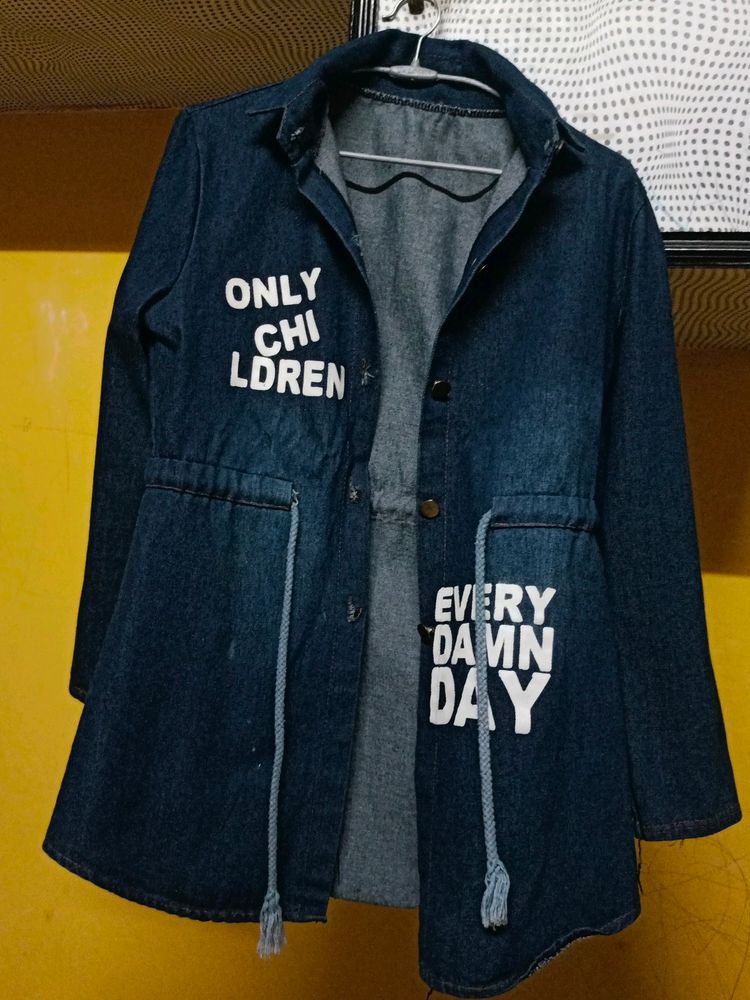 Denim Long Jacket For Women And Girls.. Like New.. It Is As It Is Shown In Pictures.. Grab Now