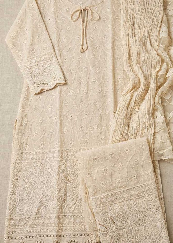 Elegant White Chikankari Kurta Set
