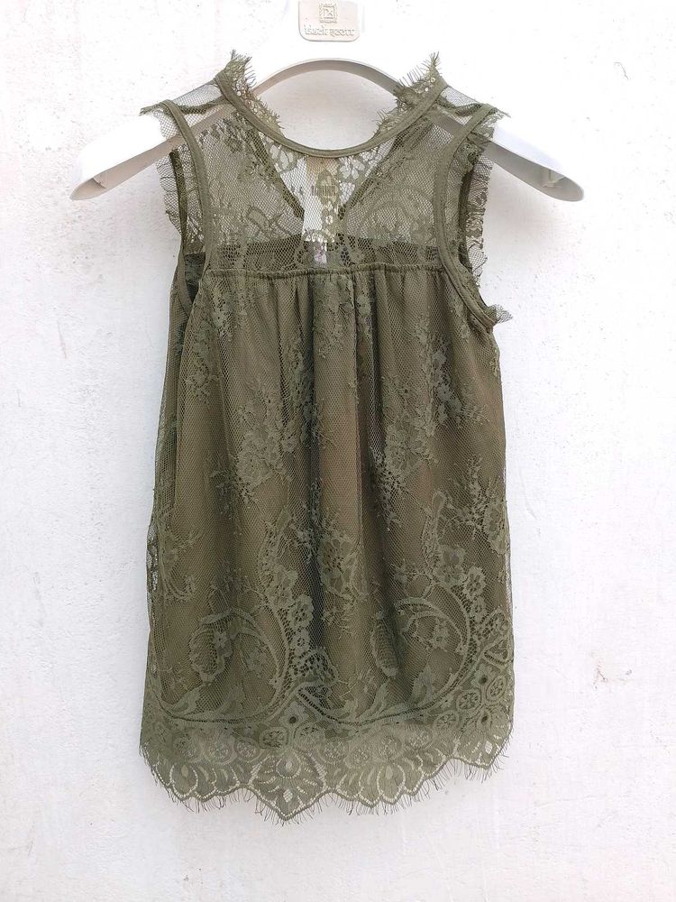Olive Green Lace Top.
