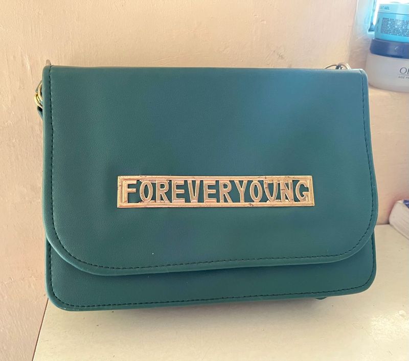 Teal "FOREVERYOUNG" bag