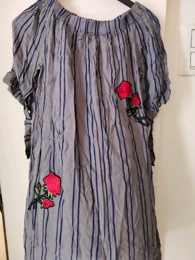 Striped Dress type top with Rose Detail