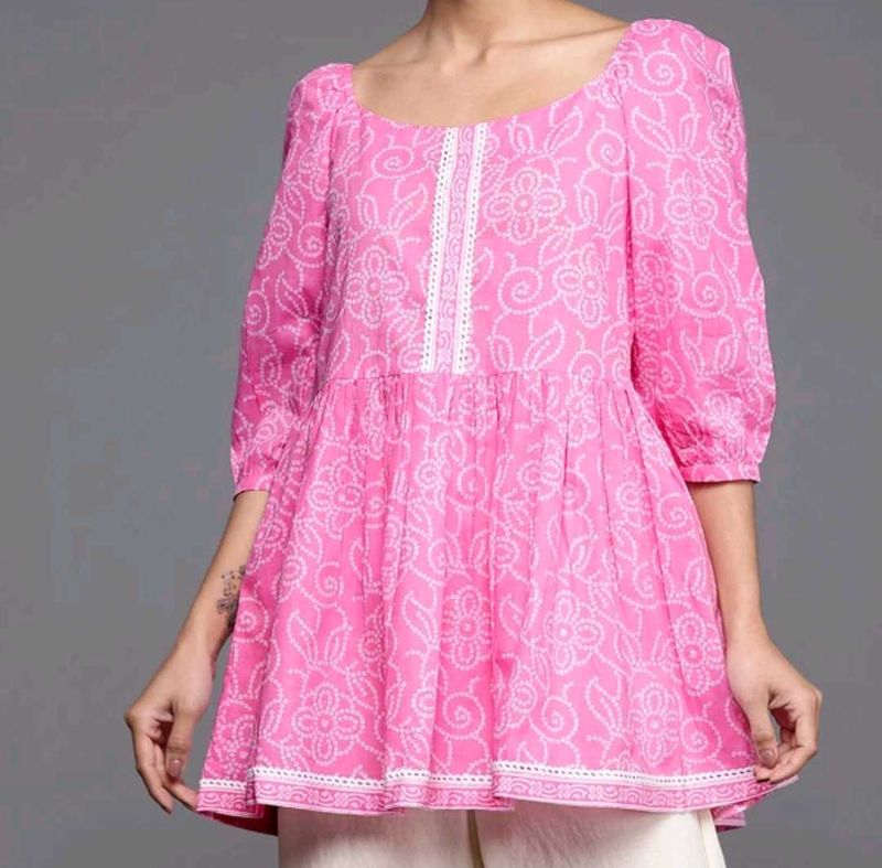 Pretty pink bandhani peplum short kurti 🩷🎀