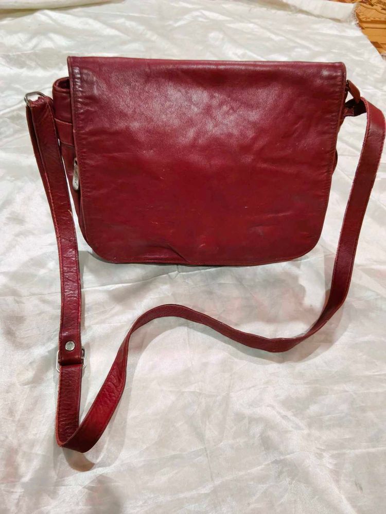 Classic Red Leather Crossbody Bag