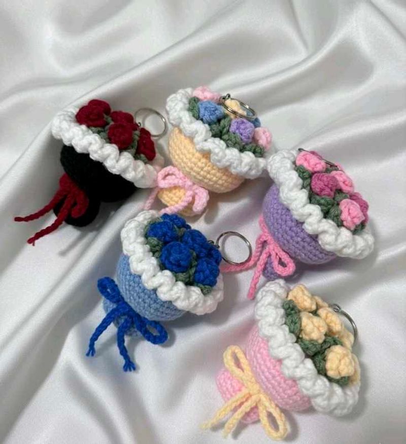 Crocheted Bouquet Keychain